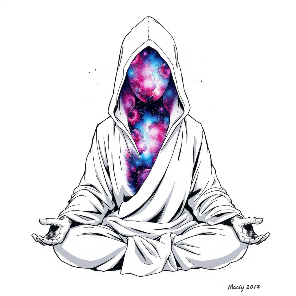 Meditating Cosmic Entity in Nebula-Inspired Robes