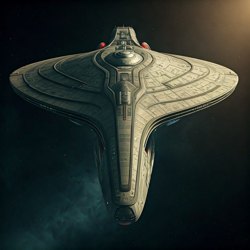 Epic Prometheus-Inspired Starship in Cinematic Top View