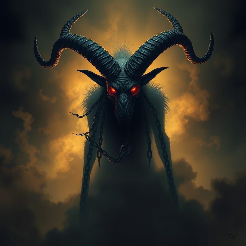 Dark Krampus Demon Rising from Shadows