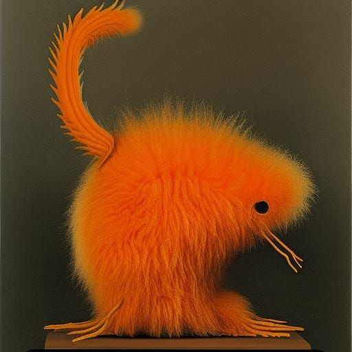 Furry Orange Snail Eats Knight in Giger Style
