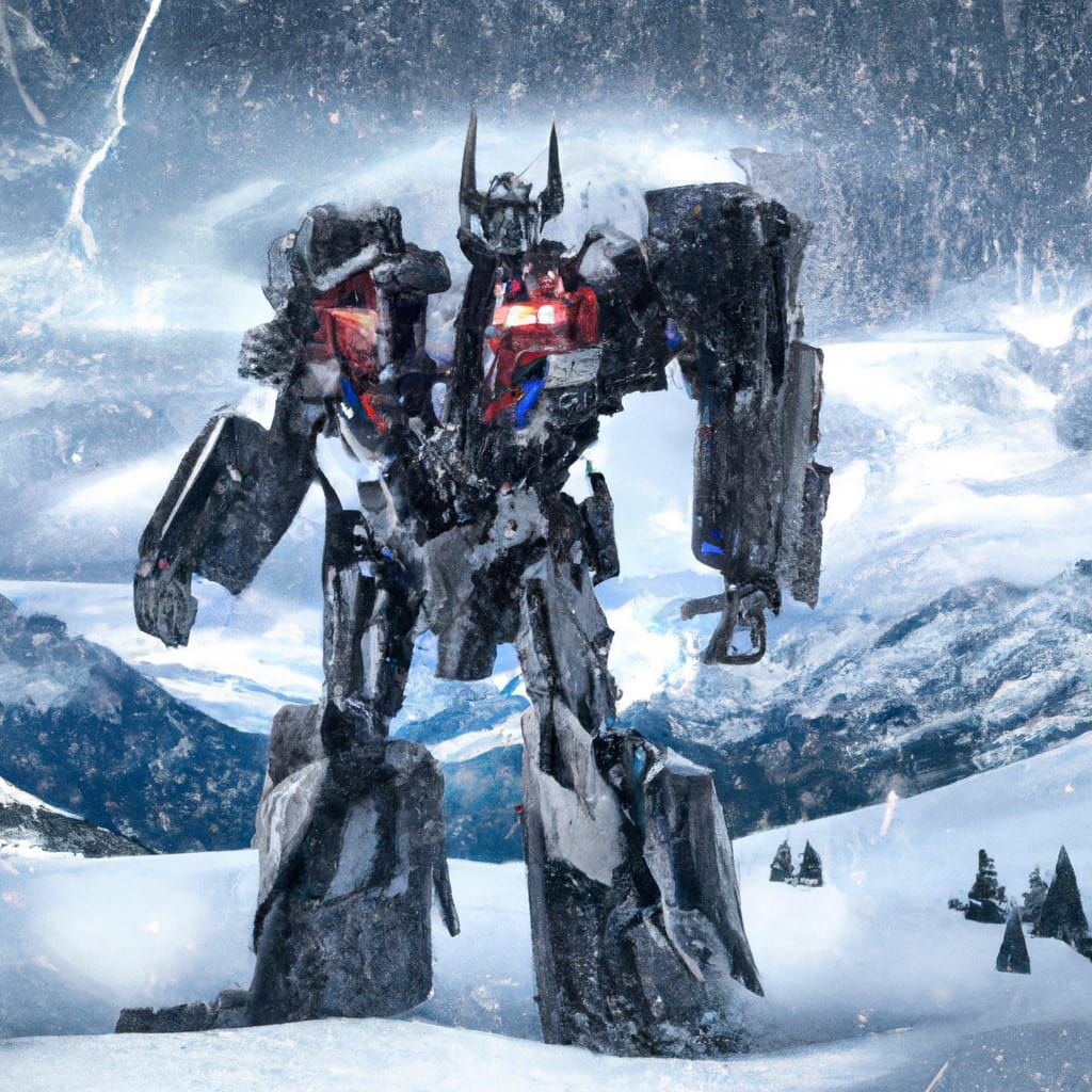 Optimus Prime in Snowy Mountain Storm