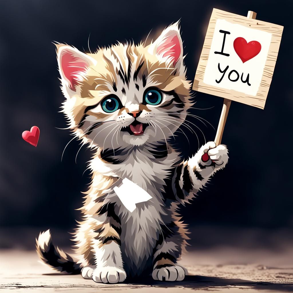 Very Cute Kitten Expressing Love