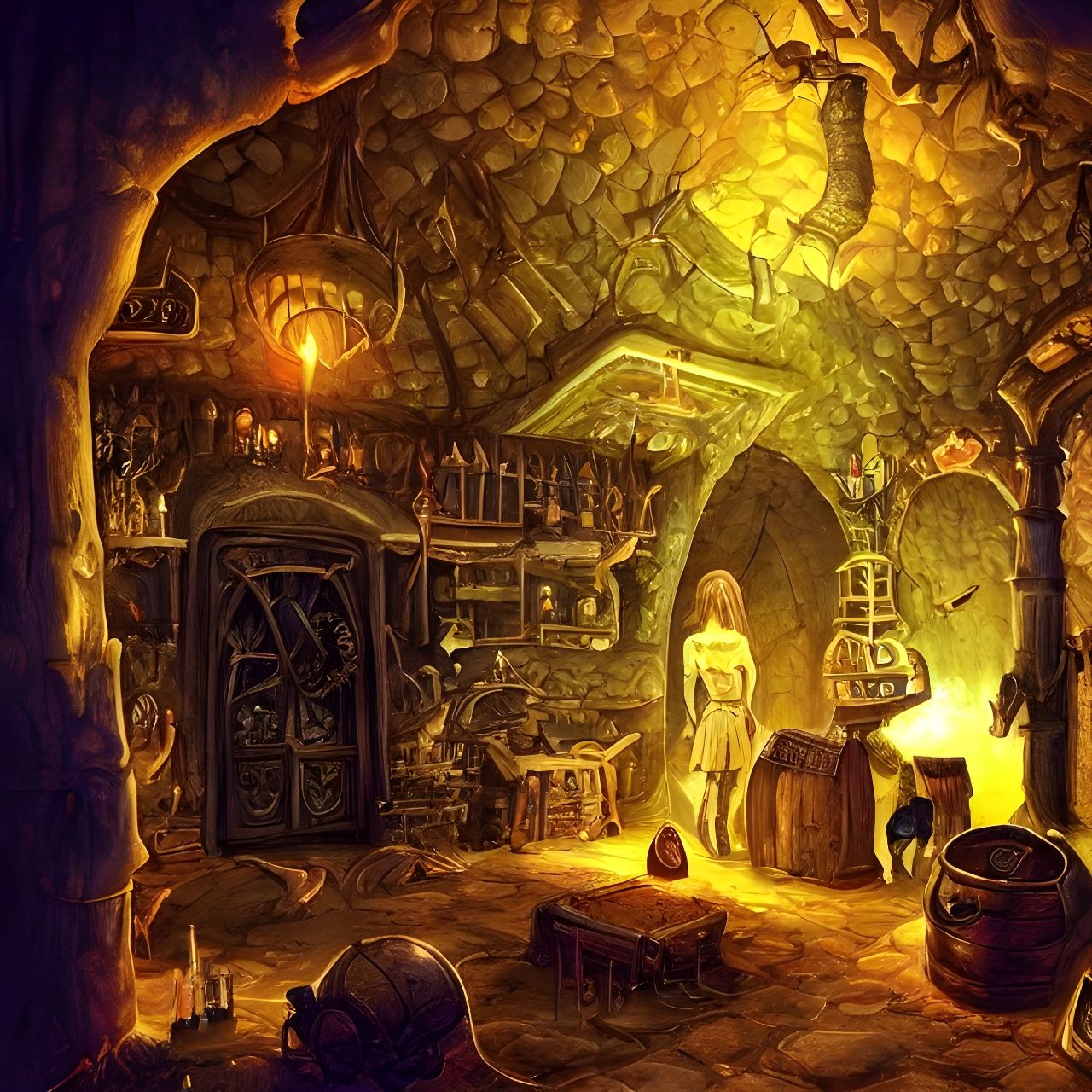 Fantasy Tavern Cellar with Ethereal Dungeon
