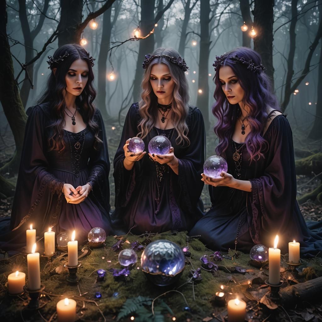 Mysterious Gothic Gathering in Ancient Forest