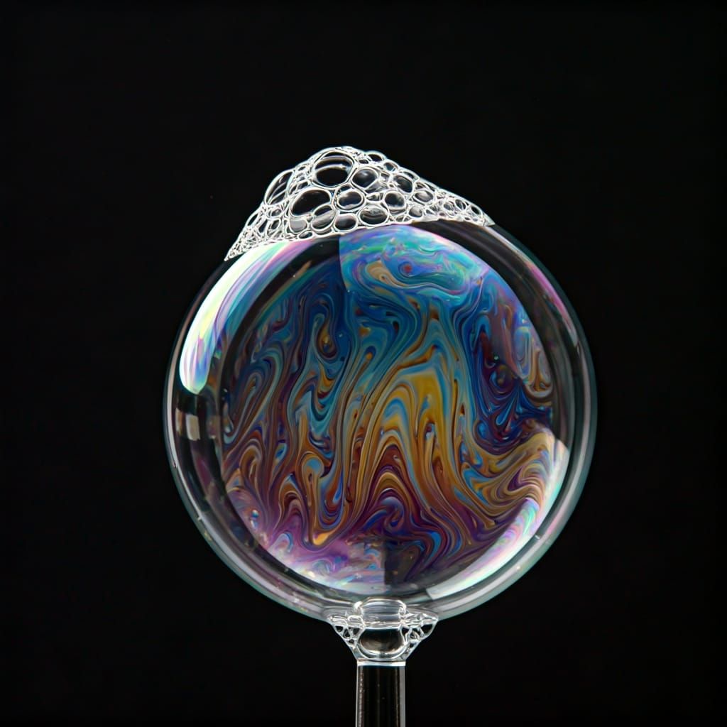Soap Bubble Bursting with Scintillating Colors