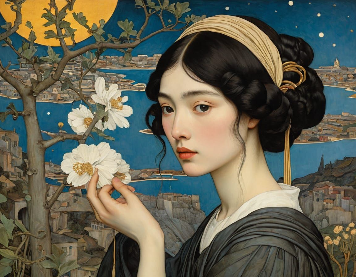 Art Nouveau and Surrealist Blend Image