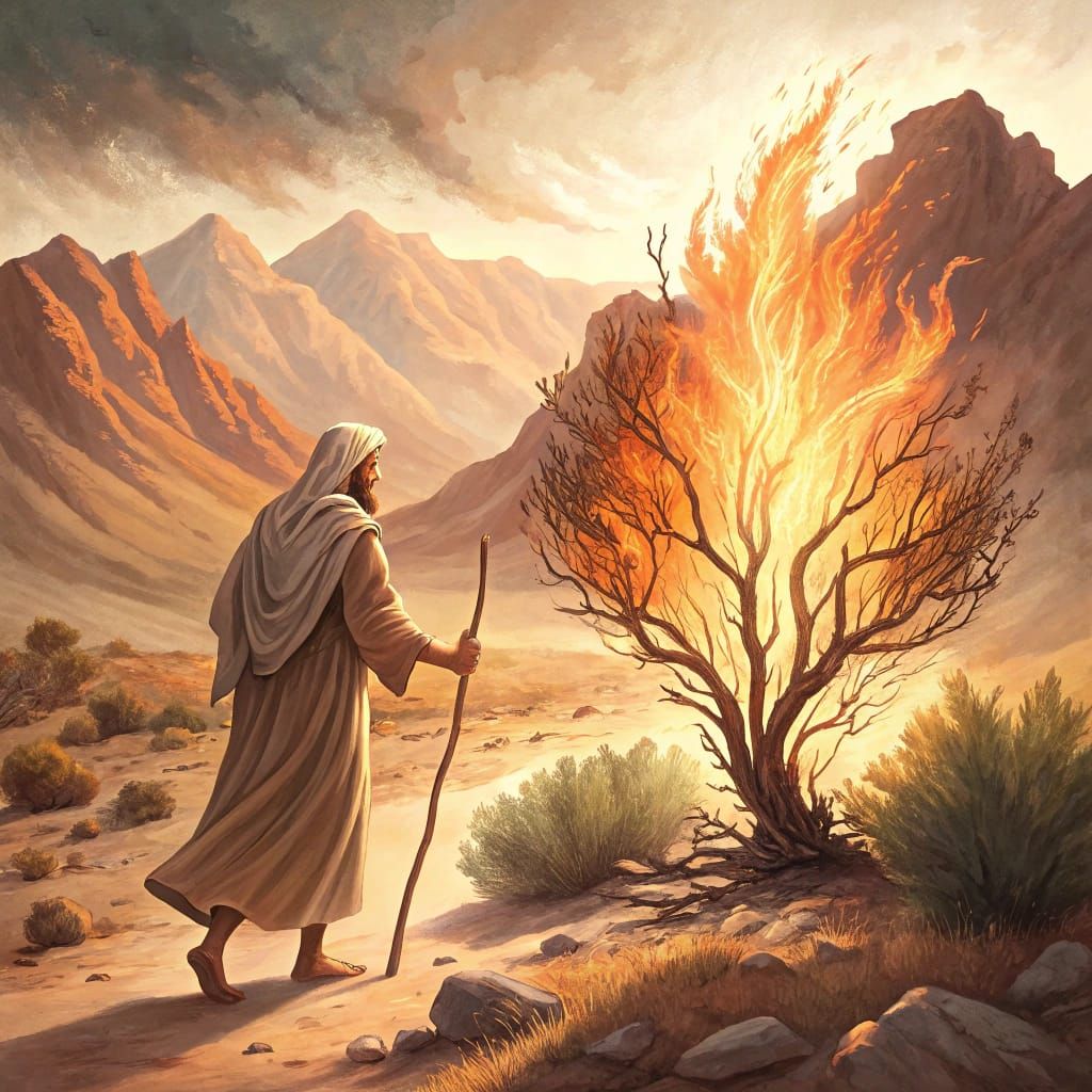 Moses in the Majestic Desert: An Ethereal Encounter