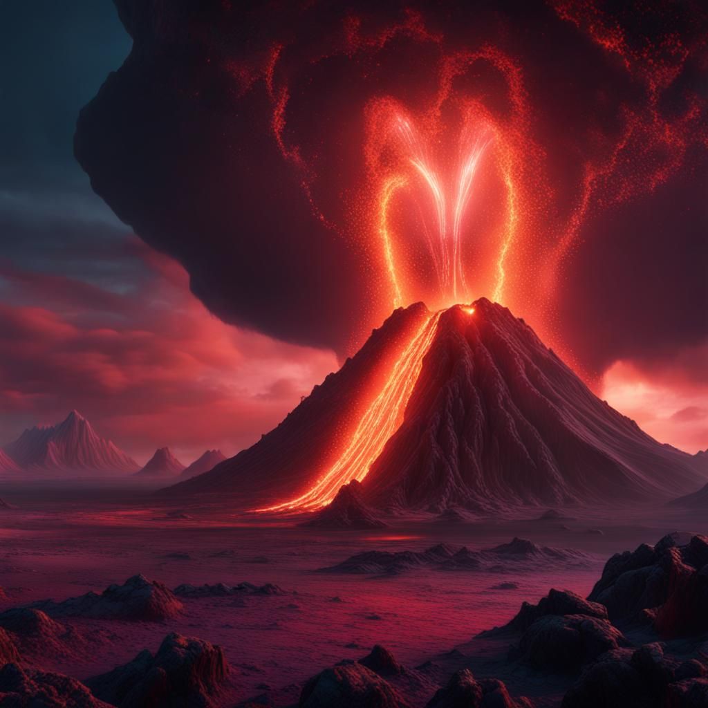 Alien Volcano Erupts with Dark Energy, Matte Painting
