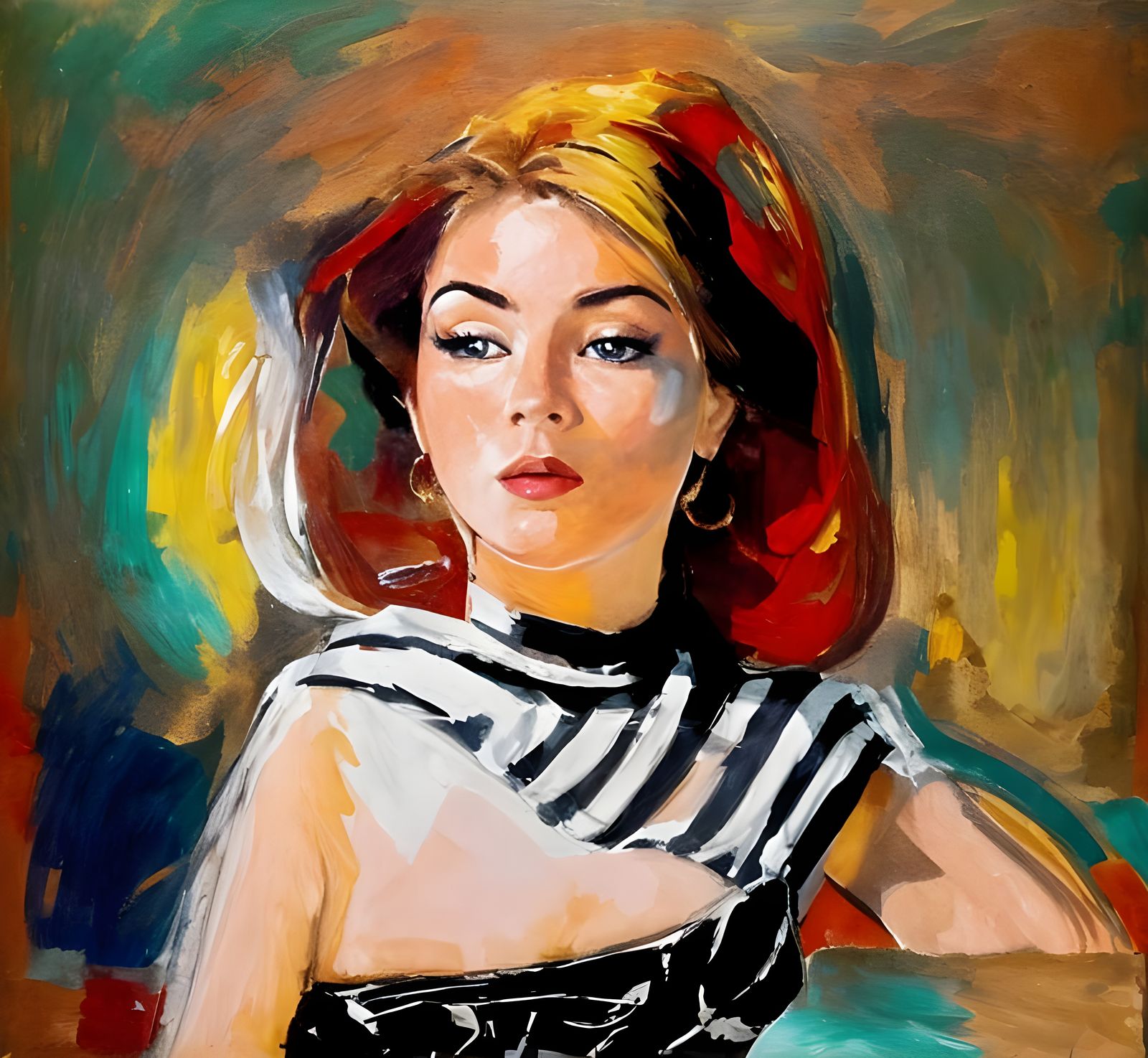 Elegant Portrait in Impressionist Brushstrokes