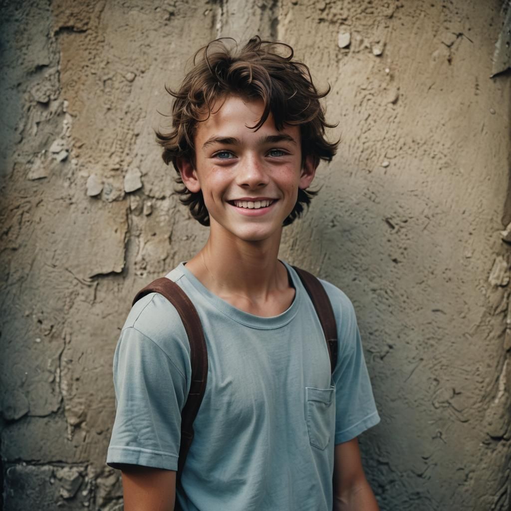 Dramatic Portrait of Brunette Teenage Boy