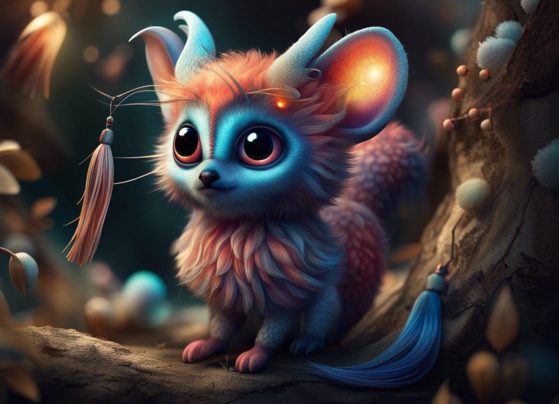 Fantastic Creature in Tree, 3D Rendered Art