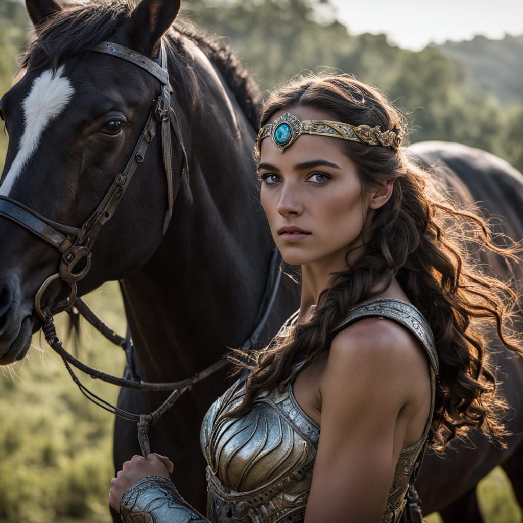 Atlante Warrior Maiden Rides into Battle with Determined Res...