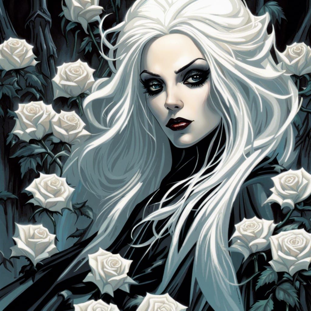 Gothic Vampire Queen in Comic Book Art Style