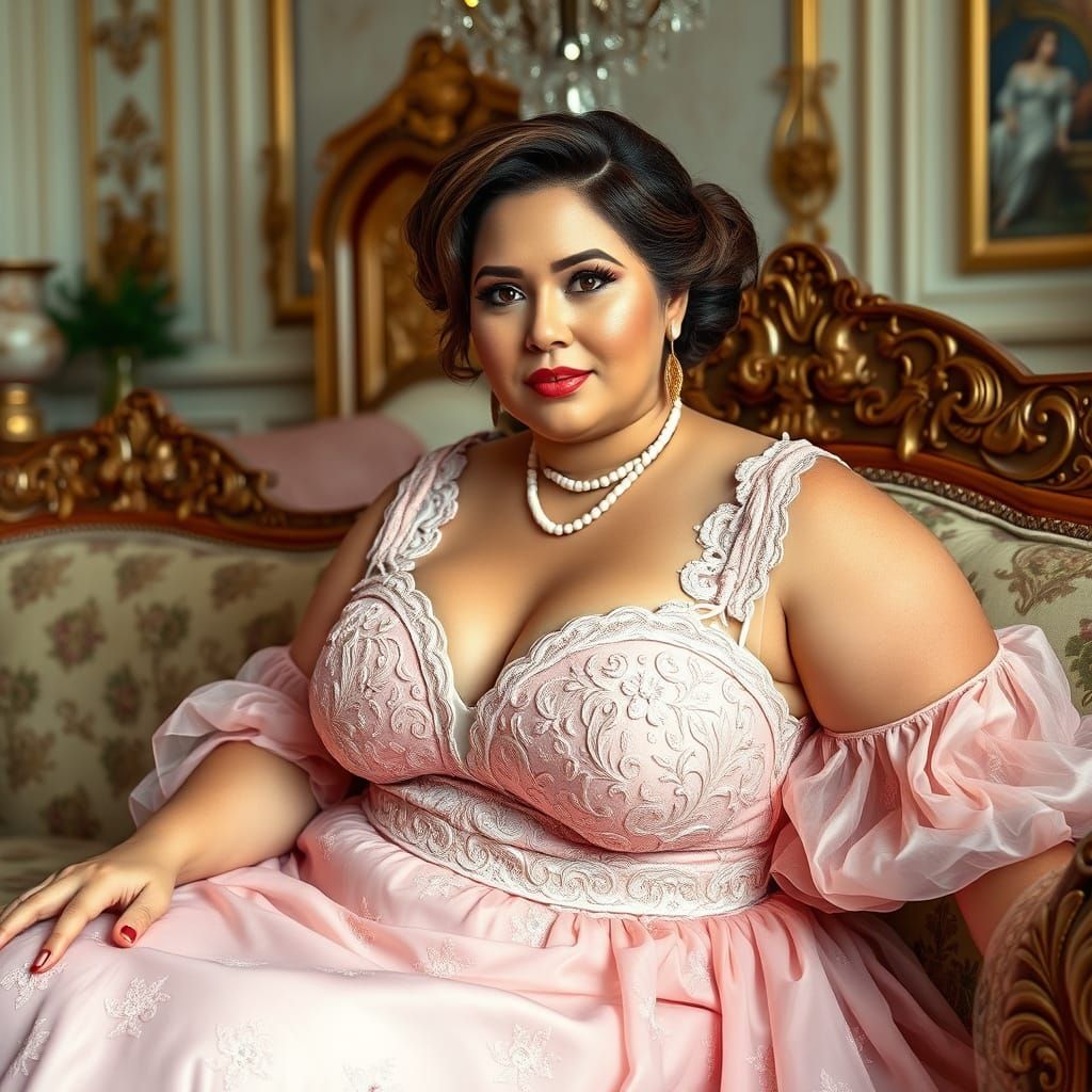 Elegant Woman in Pink Dress, Matte Painting Style