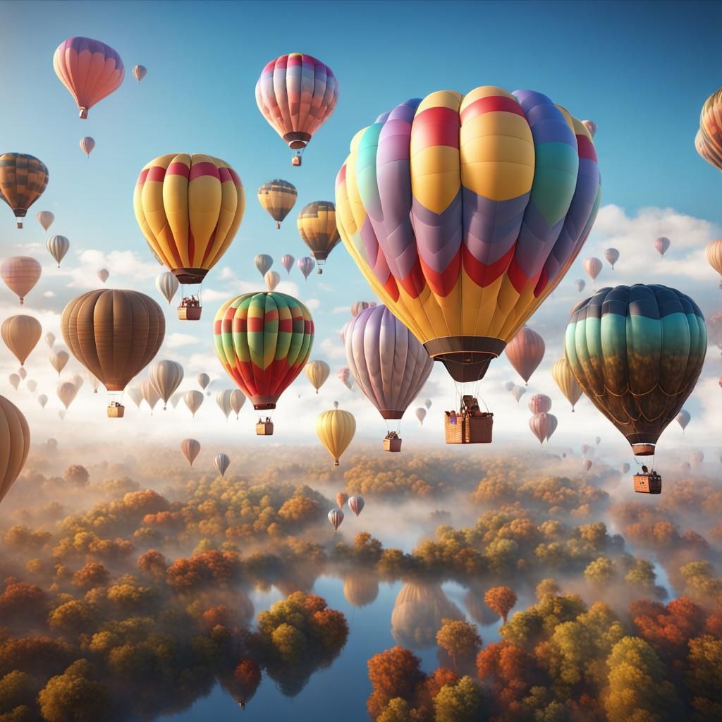 Colorful Hot Air Balloons in a Bright Sky