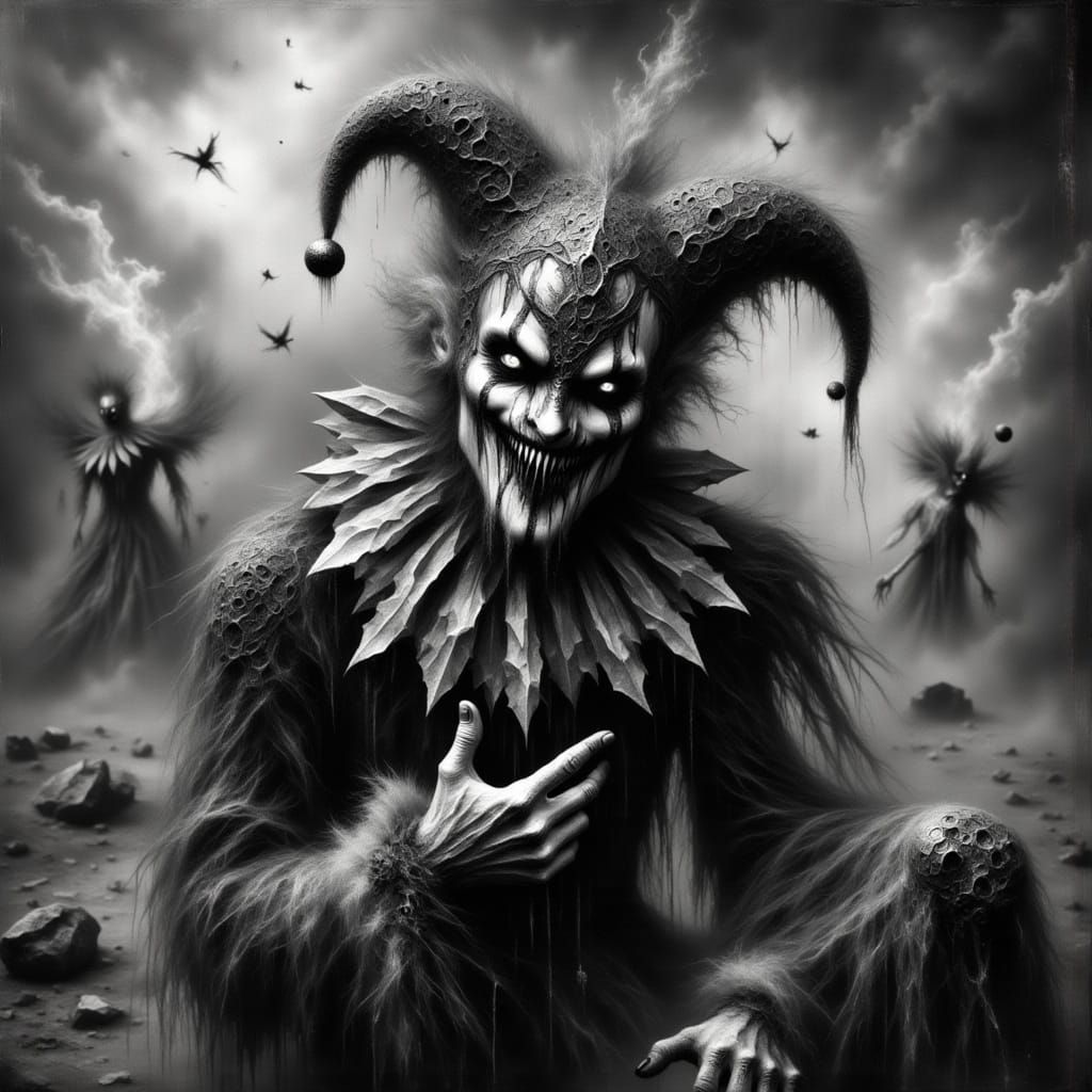 Sinister Jester in a Volcanic Landscape