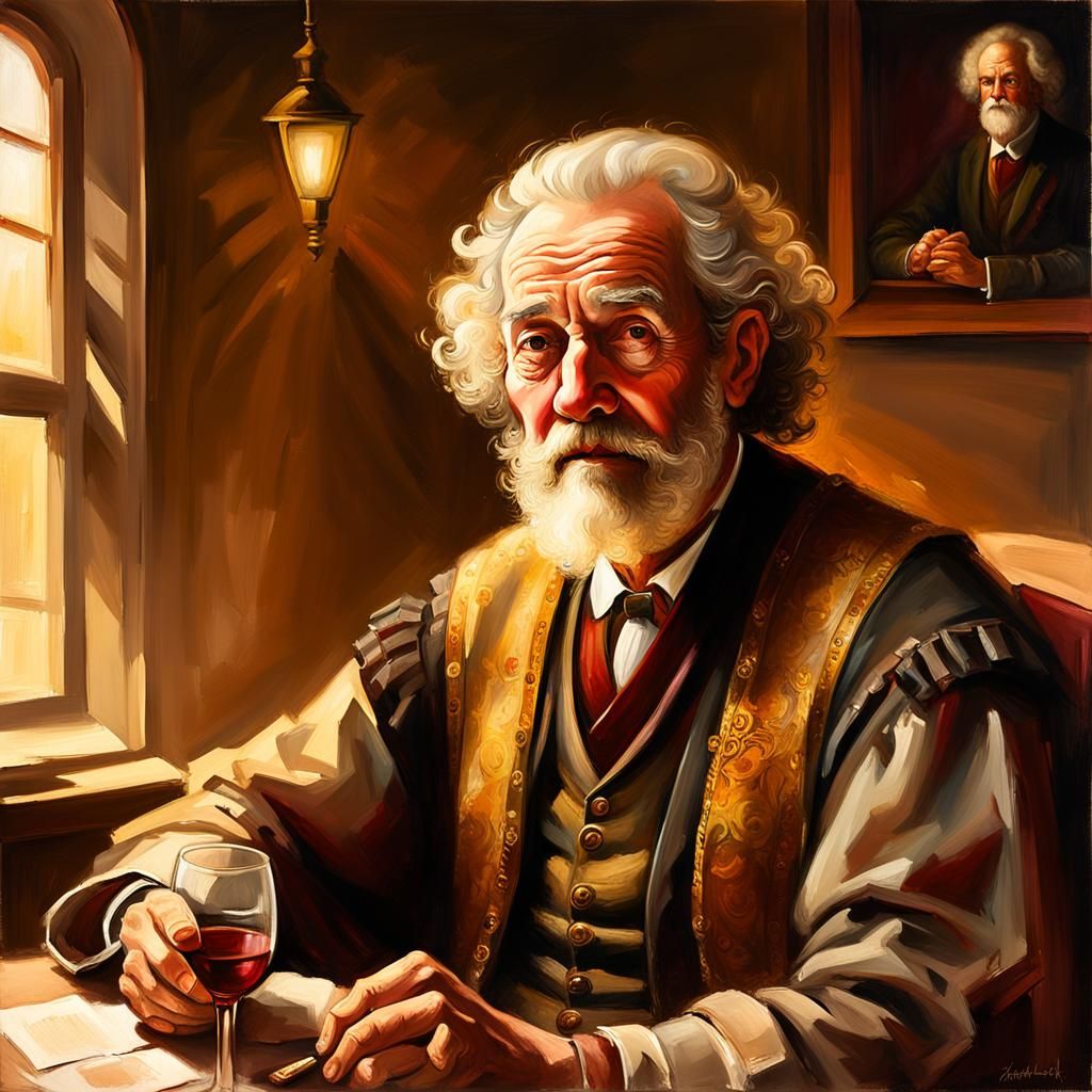 Elderly Man in Dutch Masters Style Office
