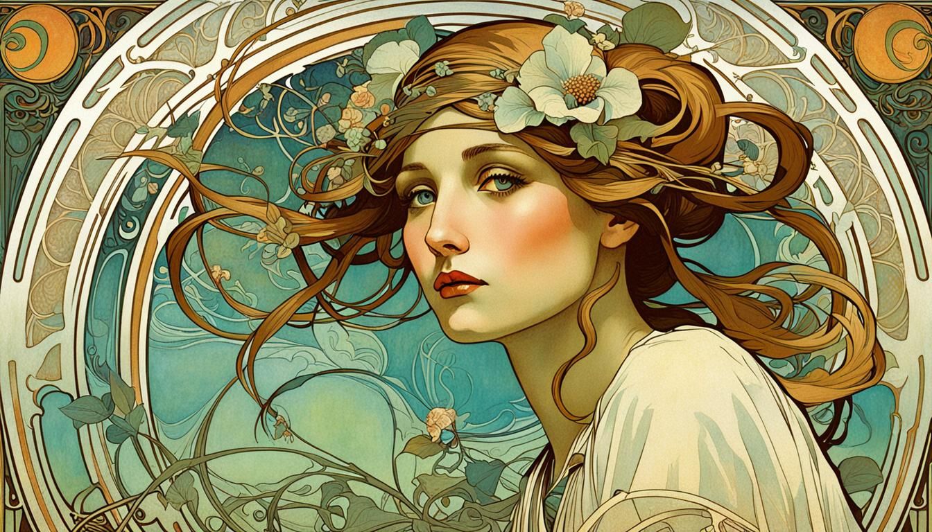 Surreal Simplicity in Art Nouveau Style
