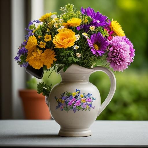 Floral Still Life with Gardening Tools