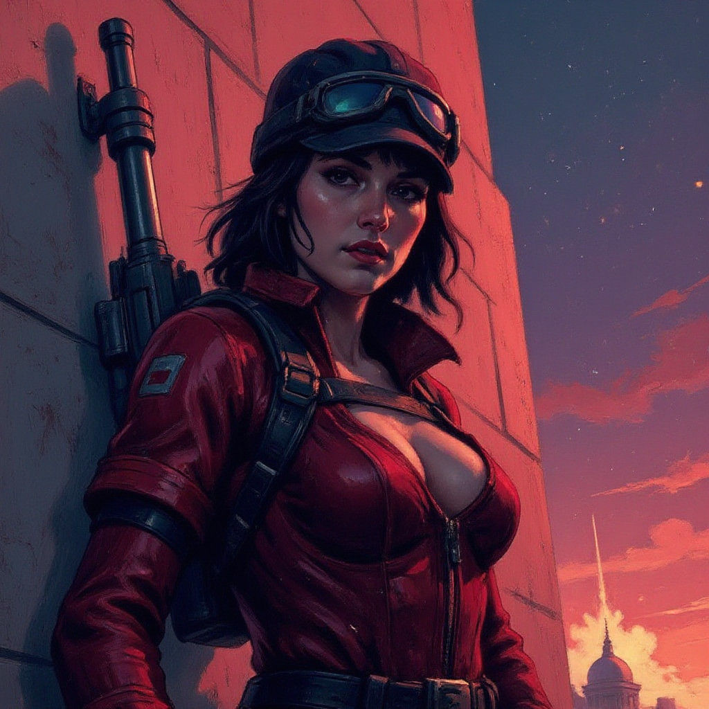 Warrior Girl in Cyberpunk Combat Suit