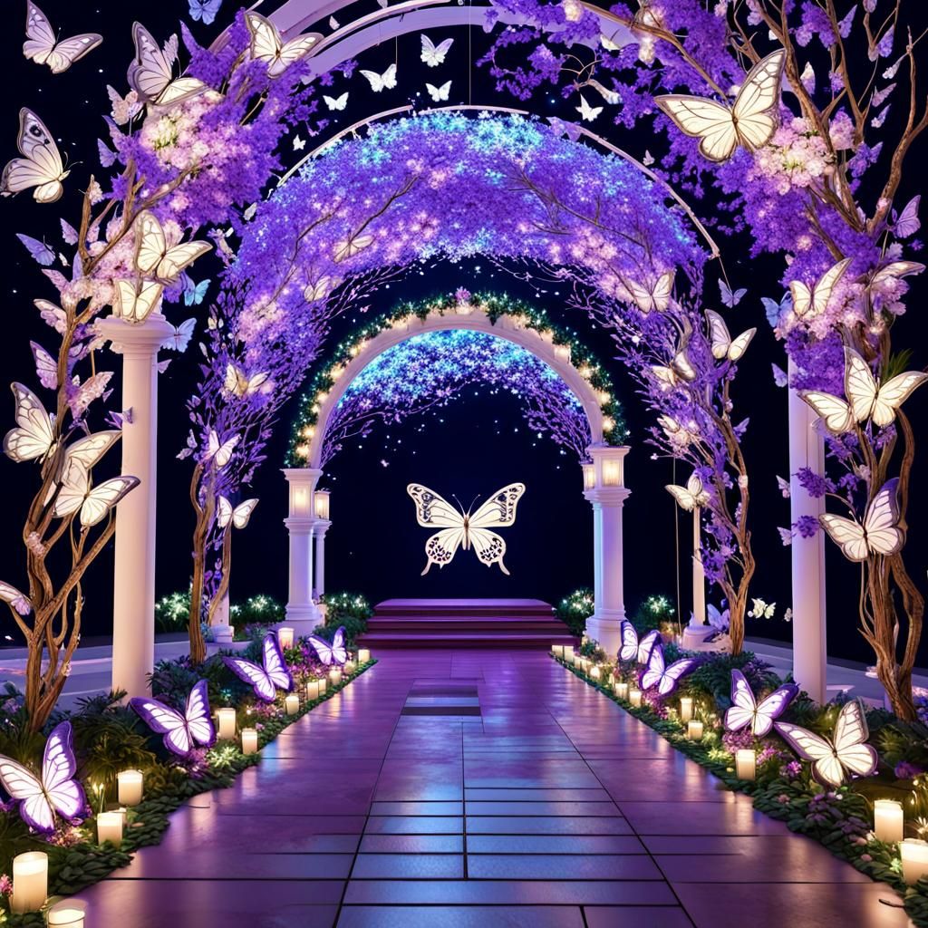 Futuristic New Delhi Wedding Walkway with Butterfly Lights