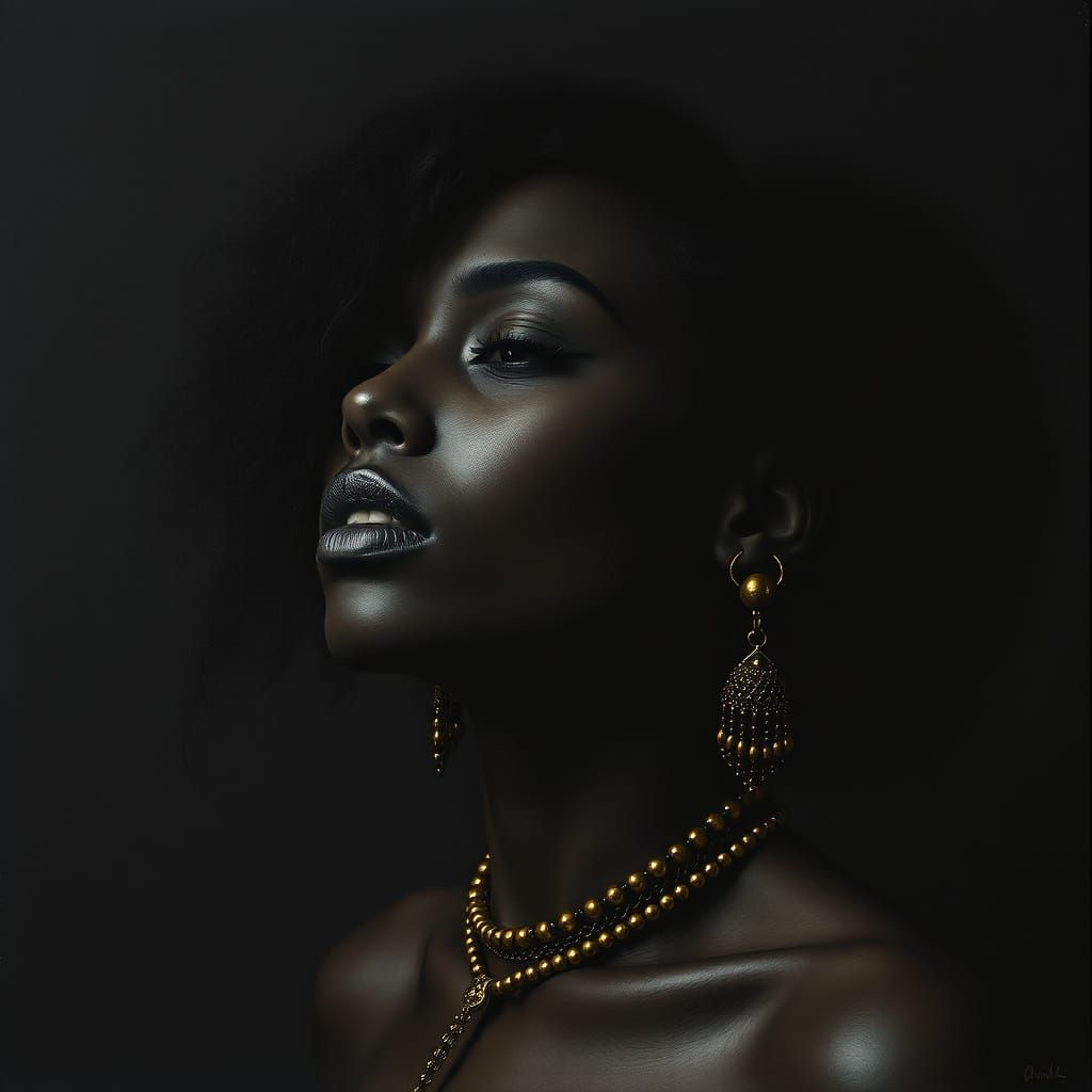 Abstract Black on Black in Surreal Graphic Style