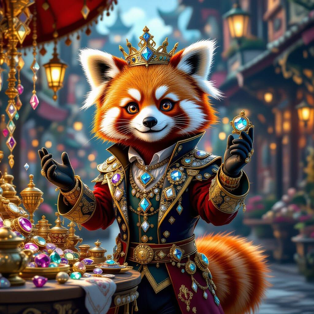 Red Panda Merchant, King of Diamonds in Clockwork City