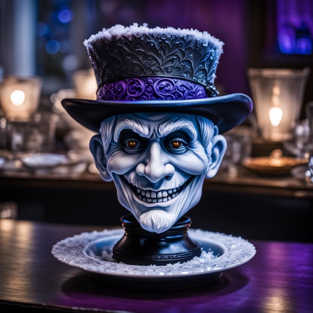 Icy Jack Frost Head Sculpture with Top Hat