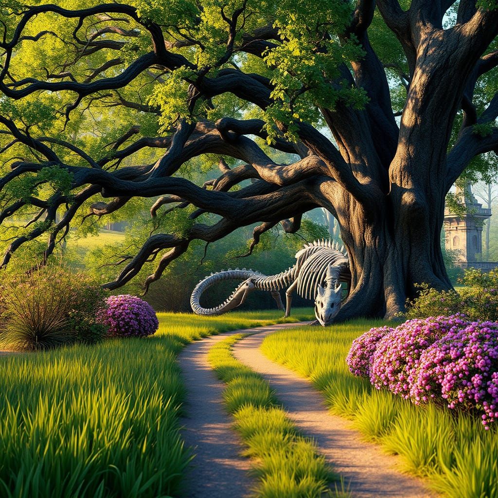 Springtime Serenity: Majestic Oak and Hidden Dragon