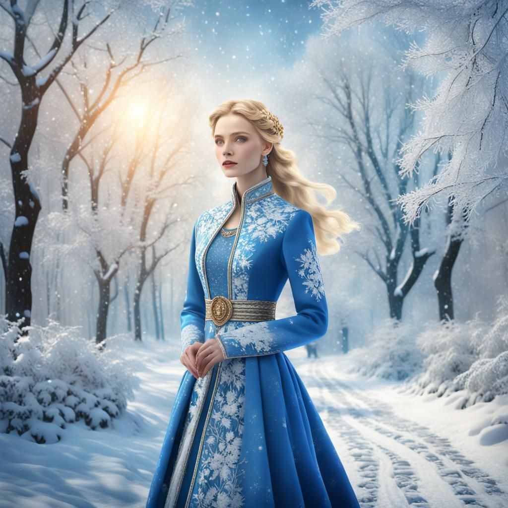 Slavic Model in Winter Wonderland: Digital Matte Painting