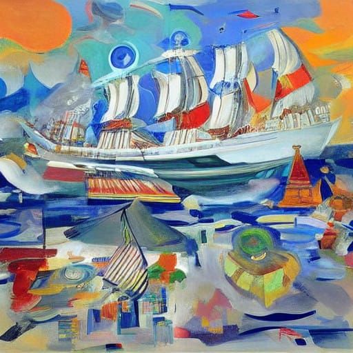 Ethereal Morning Scene with a Gentle Crystal Ship