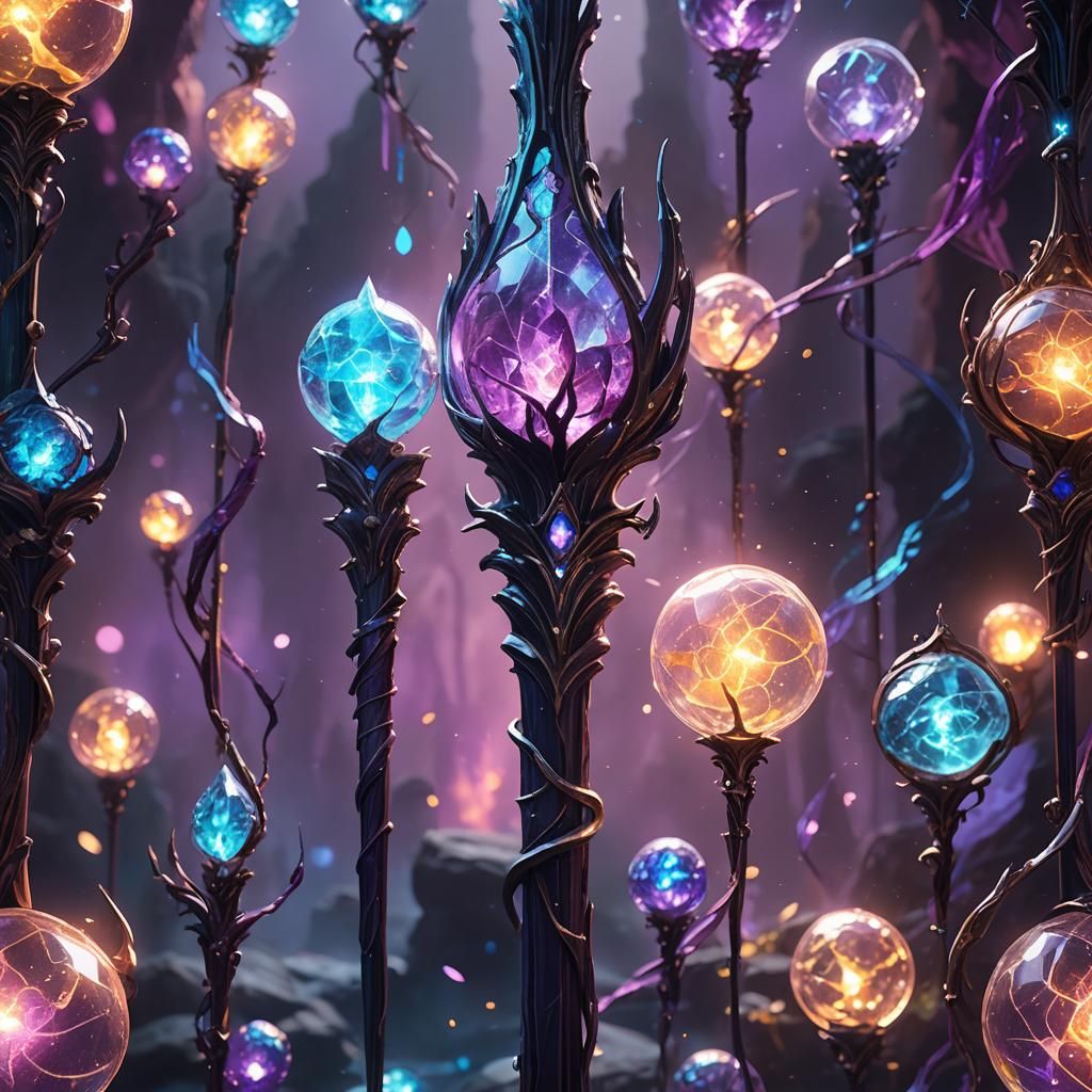 Arcane Magic Staff in 3D Cinematic Style