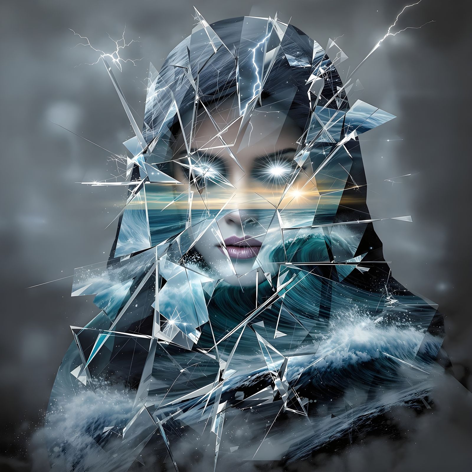 Ghostly Pirate Princess Glitch Portrait