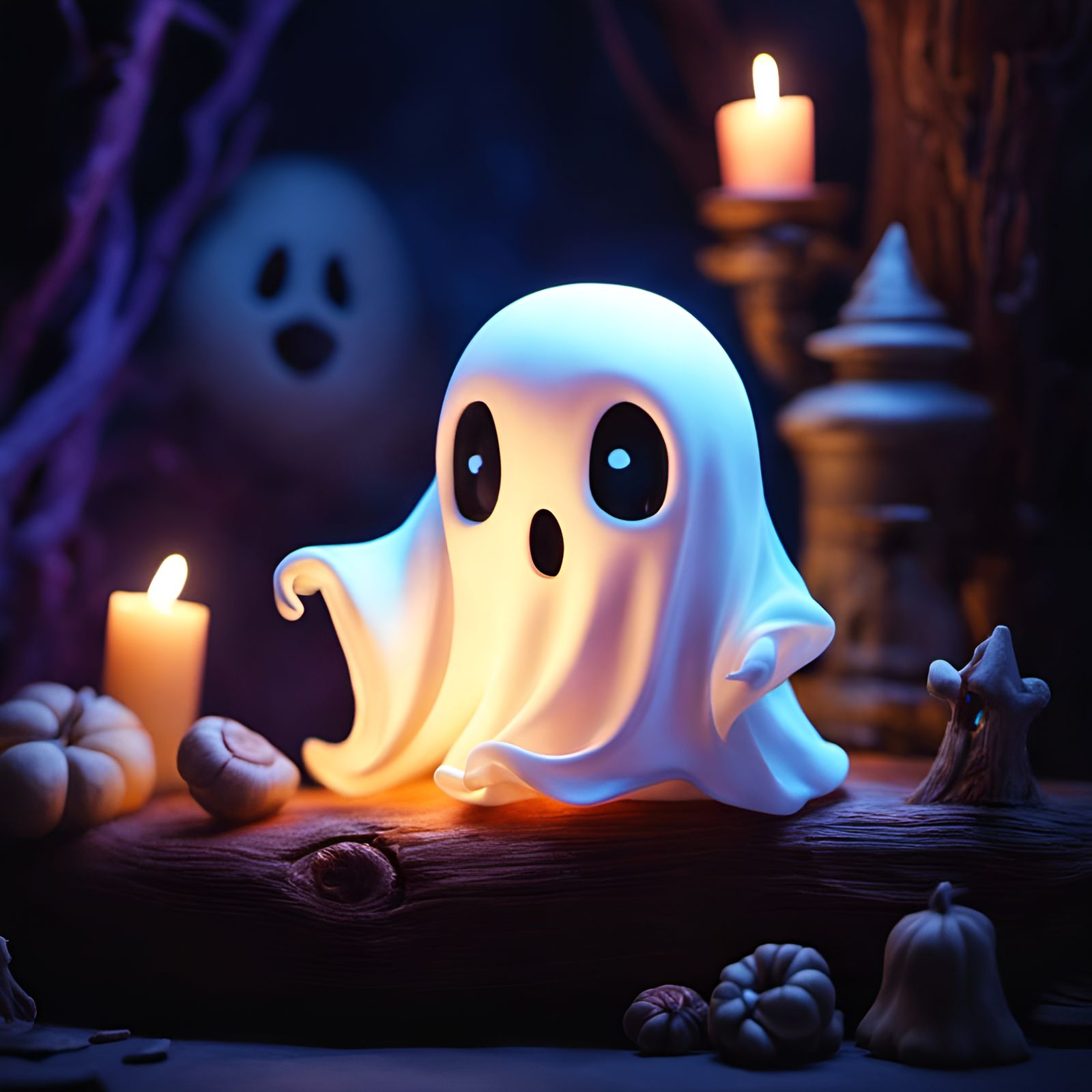 Adorable Claymation Ghost in Haunted House