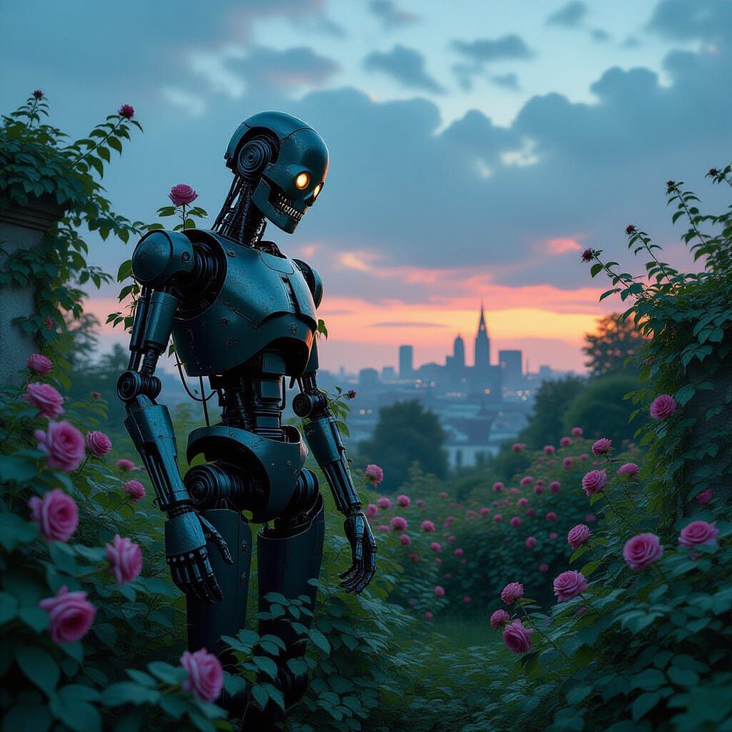 Weathered Automaton in Overgrown Victorian Garden