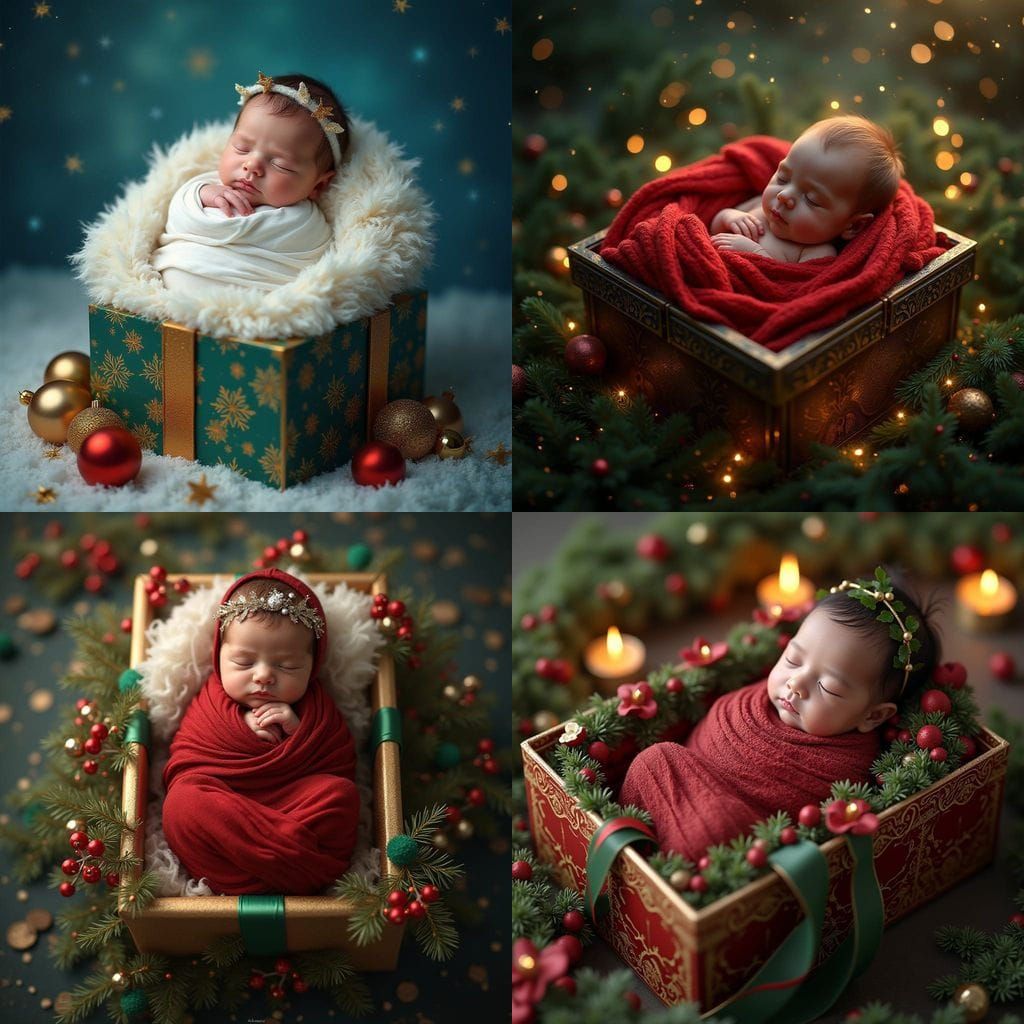 Surreal Christmas Gift Reveals Newborn Baby Girl in Majestic...