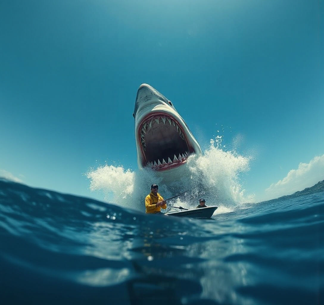 Shark Jumps Out of the Water in Epic Hyper-Realistic Scene