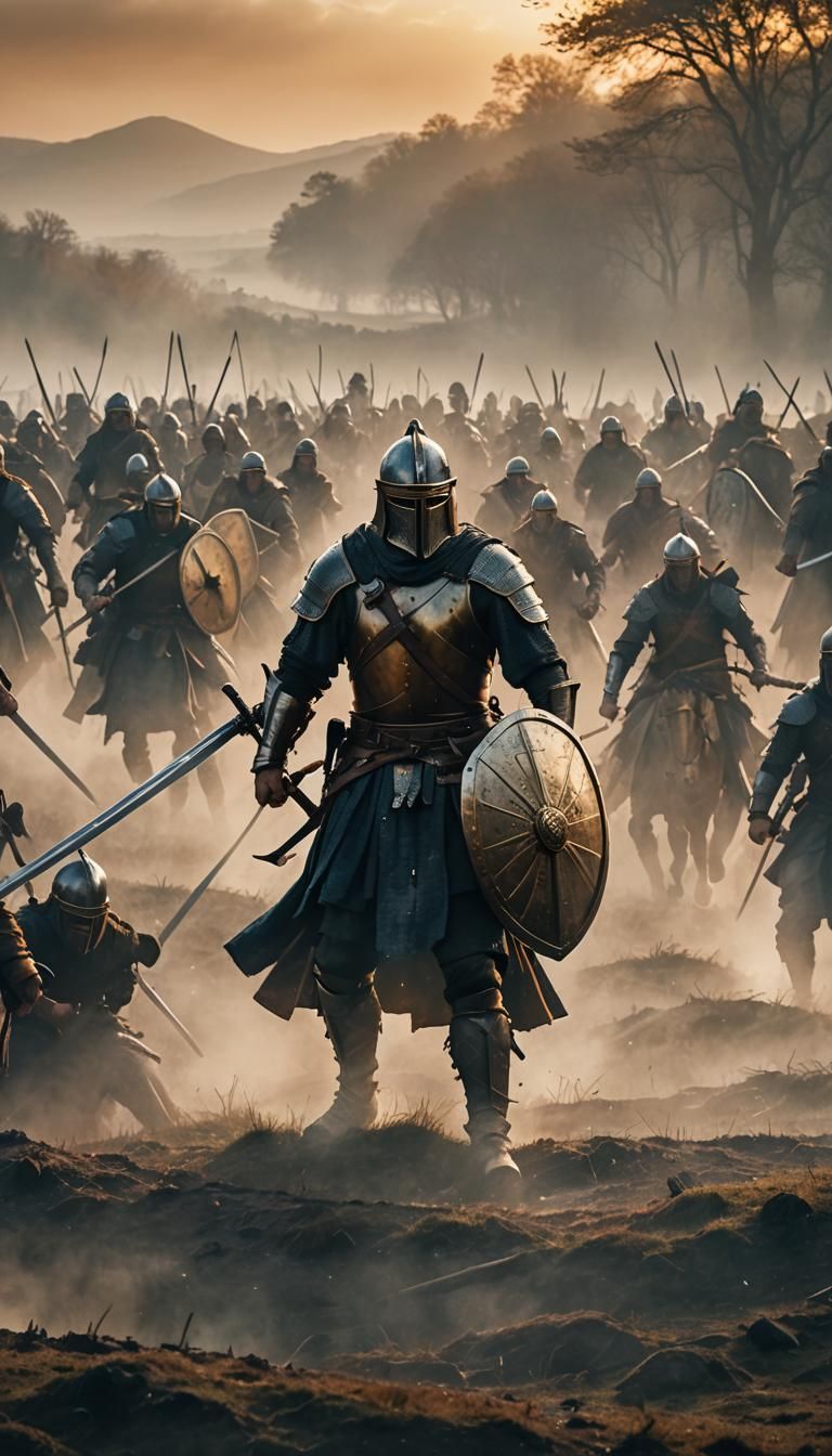 Epic Battle: William Wallace vs Maximus in Watercolor Style