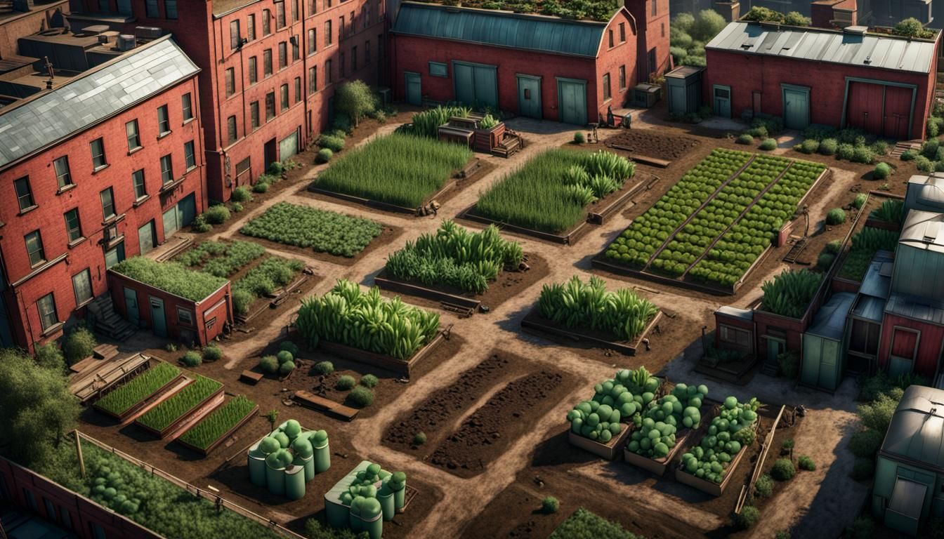 Urban Farm Oasis in Gritty Megalopolis