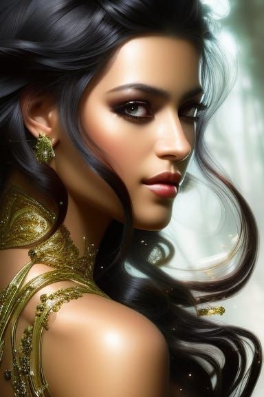 Gorgeous Brazilian Woman Portrait in Ethereal Fantasy Style