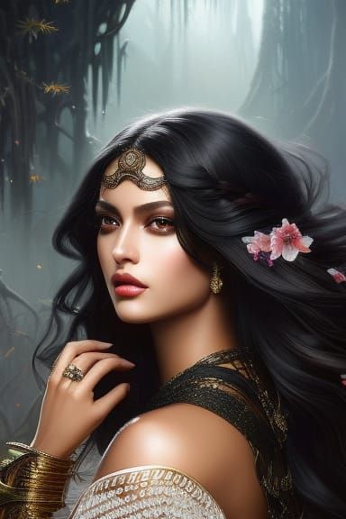 Gorgeous Brazilian Woman Portrait in Ethereal Style