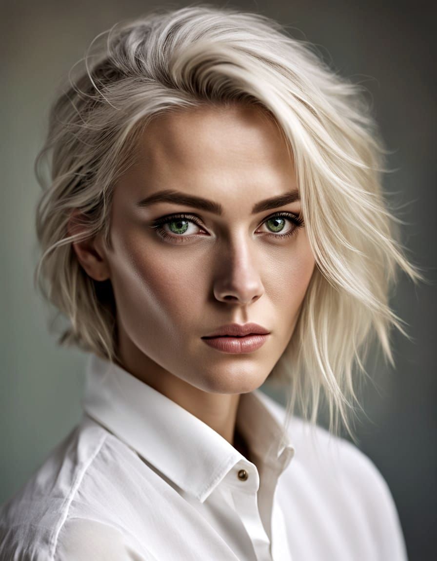 Platinum Blonde Woman Portrait, Professional Photography