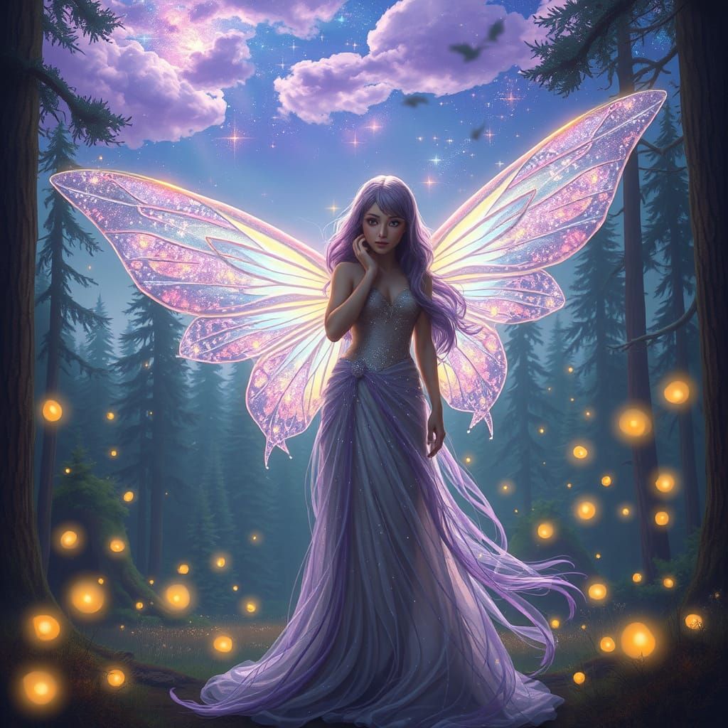 Ethereal Fairy in Redwood Forest Clearing