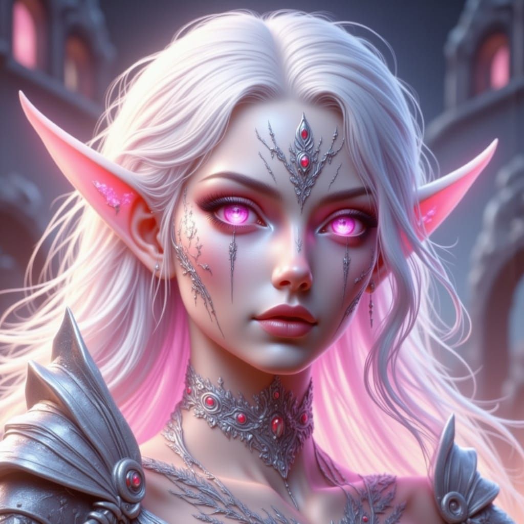 Albino Giant Elf with Four Arms in Ancient Ruins