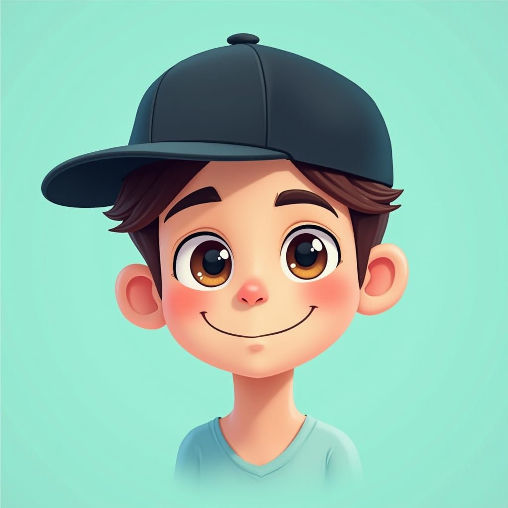 Smiling Young Boy Cartoon Emoji in Pastel Colors