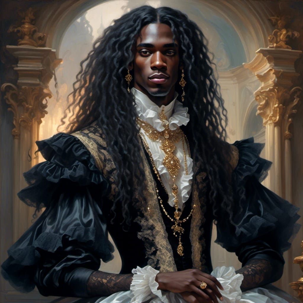 Glamorous Goth Man Portrait with Gold Jewelry