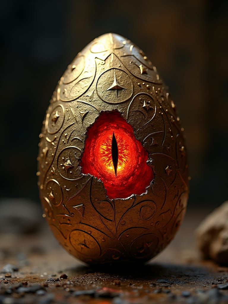 Mysterious Golden Dragon Egg Hatches in a Pulsating, Fractal...