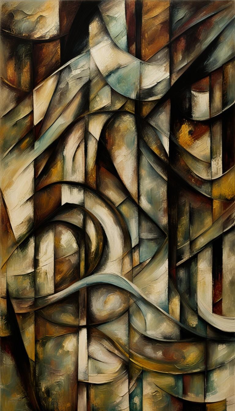 Abstract Intertwined Lines in Expressionist Oil Painting