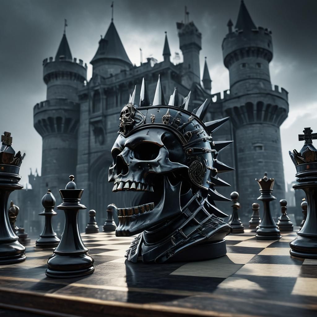 Sinister Rook Chess Piece: Dark Fortress Illustration