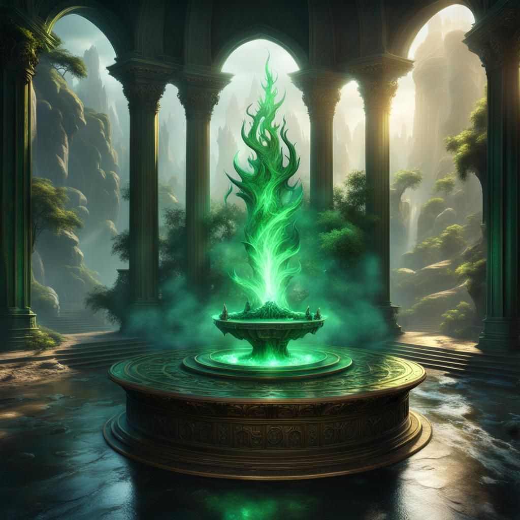 Sacred Green Flame in a Holy Place